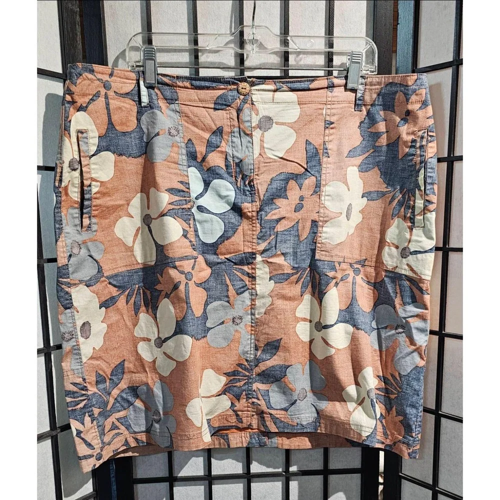 AVENTURA CLOTHING Women’s‎ Skirt Size 16 Orange Blue Floral ORGANIC Cotton